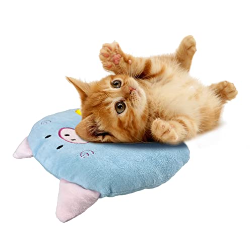 Andiker Cute Pillow for Cats Head to Lay on, Ultra Soft Pet Pillows for Cat Pet Toy, Fluffy Cat Pillows for Indoor Cats and Puppies, Little Pet Calming Toy to Improve Sleep Quality (blue)