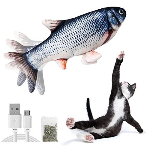 Beewarm Flopping Fish Cat Toy Flippity Cat Toy Moving Fish Toy for Cats - Interactive Pets Chew Bite Supplies Catnip - Perfect for Biting, Chewing and Kicking (Catfish)