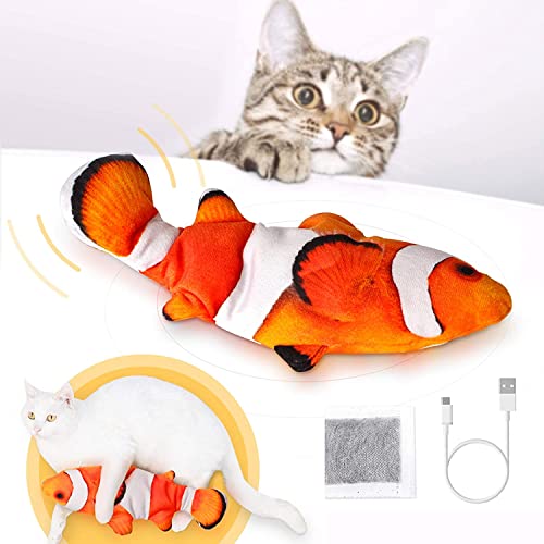 Peteast Cat Toys, Electric Moving Realistic Wiggle Fish Catnip Toys, Plush Interactive Cat Toys - Fish Kicker Toy for Cats Kitten Kitty…