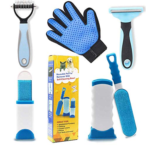PetHaven Pet Hair Remover Glove & Self Cleaning Fur Remover Lint Remover Brush Bundle- Dog Brush and Cat Brush for Shedding & Undercoat Grooming Bundle,Long Short Pet Hair and Pet Hair Remover for Car