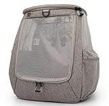 Travel Cat Navigator Carrier Bag - Premium Cat Backpacks for Carrying Cats, Travel, Hiking, Outdoor Use - Grey Mesh Backpacks for Small, Medium, Large Cats up to 25 LBS with Side Pockets, Zipper Clips