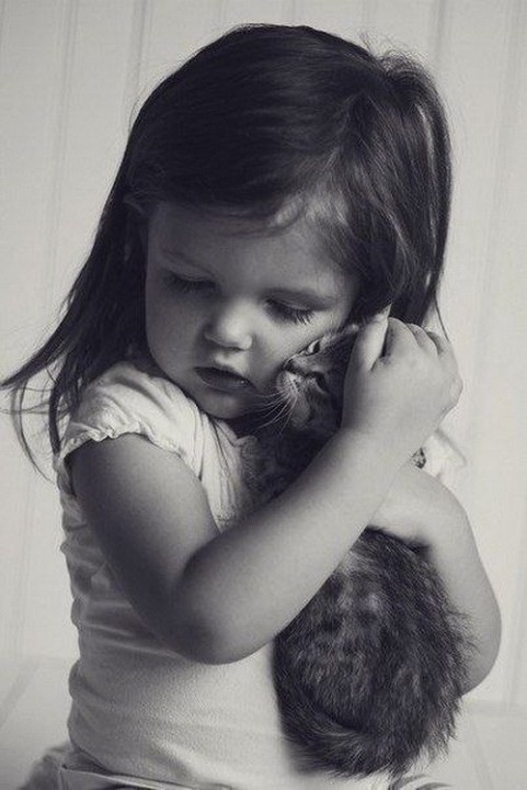 cat cuddle girl